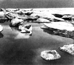 Льдина-воронка. Лёд с диатомеями.