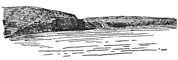 Рис. 1. Прибрежная тундровая равнина южного острова (рисунок автора). Прибрежная тундровая равнина южного острова