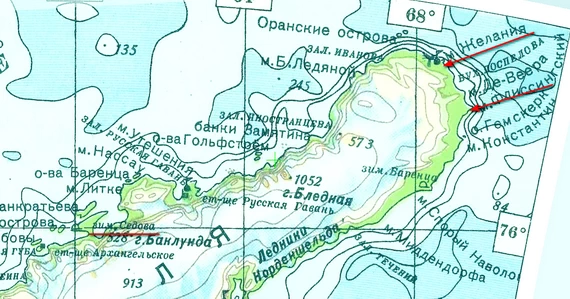 Точки маршрута санной экспедиции.