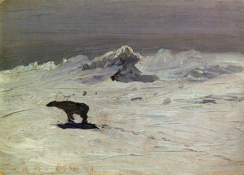 А. Борисов «Лунная ночь. Медведь на охоте. Новая Земля.» 1899 г.
