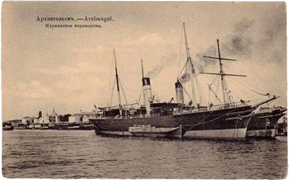 Архангельск. Мурманское пароходство. 1-е судно – «Королева Ольга Константиновна». 2-е судно – «Сергей Витте». 1907 год. Архангельск. «Королева Ольга Константиновна» и «Сергей Витте». 1907 год.