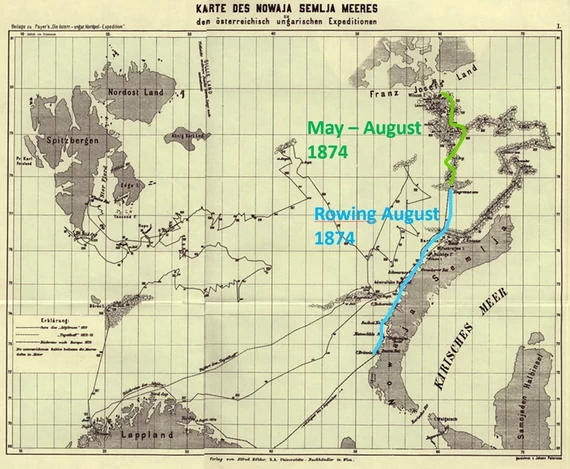 Карта маршрута австро-венгерской экспедиции